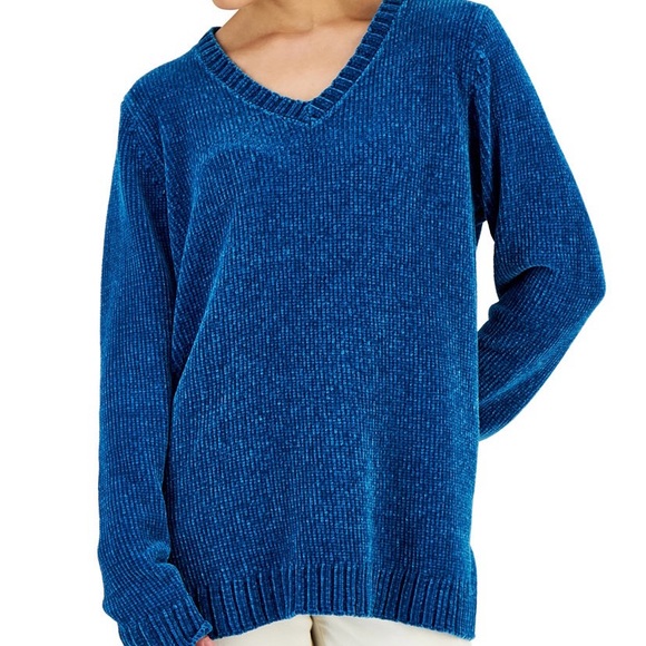 Karen Scott Sweaters - Karen Scott Deep Blue V-Neck Sweater - XS